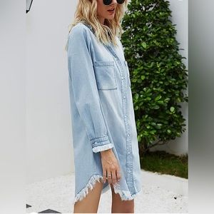 Jean Dress Button Down Casual Tunic Top